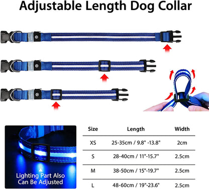 Led Dog Collar,Rechargeable Light up Dog Collars Water-Resistant Lighted Dog Collar Flashing Glowing Dog Collar Night Waking Collar for Dogs