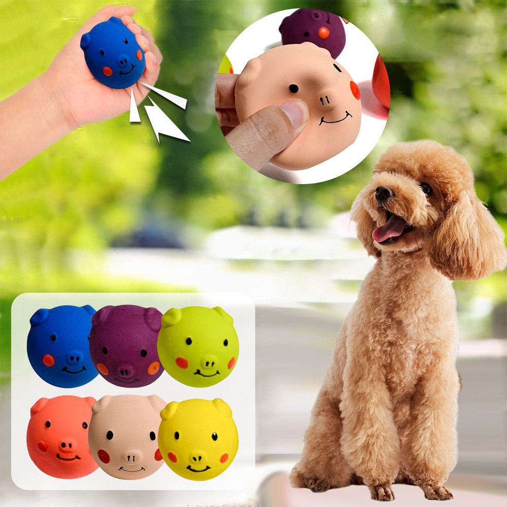 Soft Latex Squeaky Dog Toys for Small Dogs Breed Latex Squeaky Dog Balls Pig Dog Toy Balls for Chew Dog Crate Puppy Small Dogs Chewers Dog Bones & Chews Dog Brain Stimulating Jolly Tug Puppy Teething