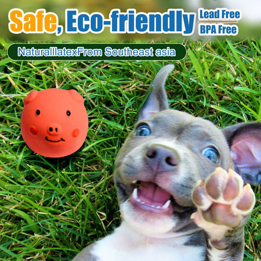 Soft Latex Squeaky Dog Toys for Small Dogs Breed Latex Squeaky Dog Balls Pig Dog Toy Balls for Chew Dog Crate Puppy Small Dogs Chewers Dog Bones & Chews Dog Brain Stimulating Jolly Tug Puppy Teething