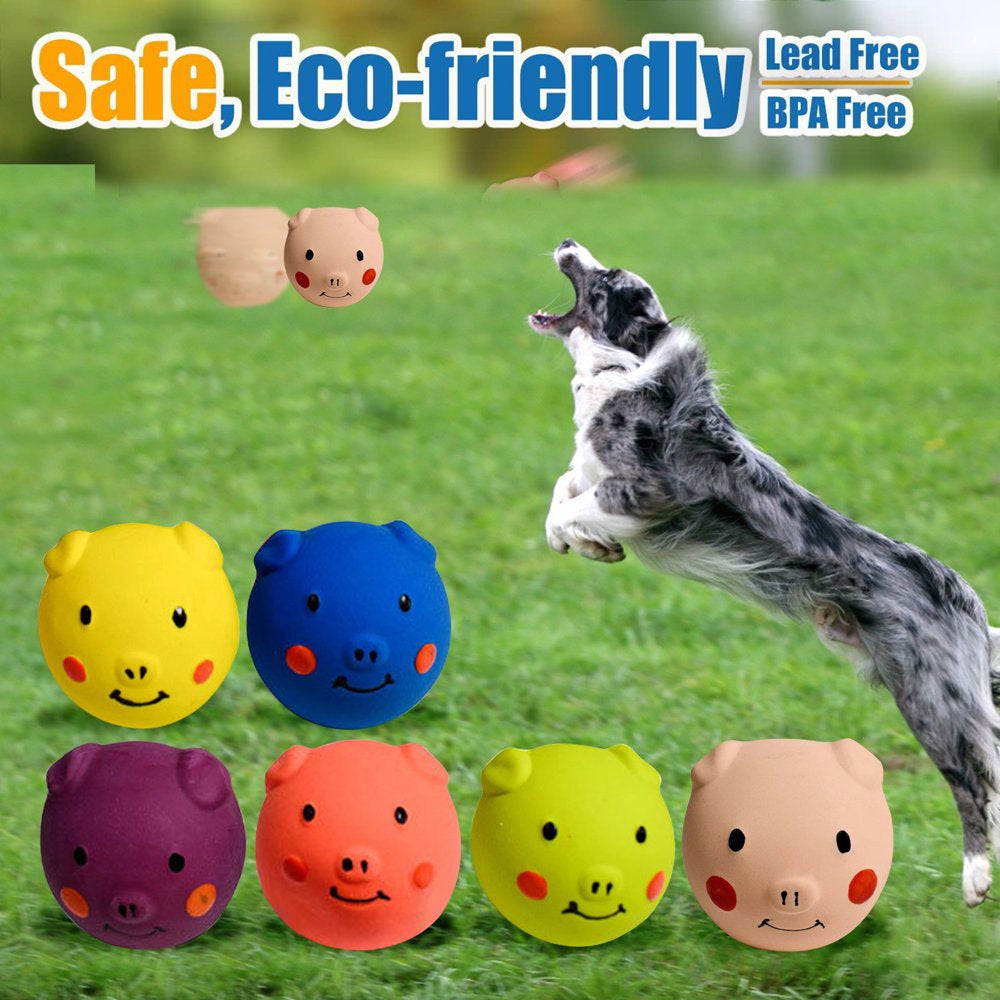 Soft Latex Squeaky Dog Toys for Small Dogs Breed Latex Squeaky Dog Balls Pig Dog Toy Balls for Chew Dog Crate Puppy Small Dogs Chewers Dog Bones & Chews Dog Brain Stimulating Jolly Tug Puppy Teething