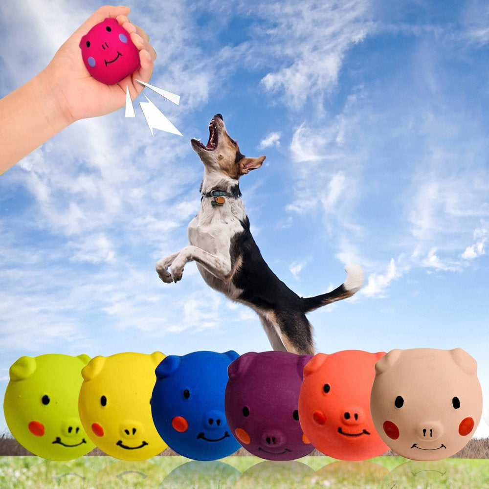 Soft Latex Squeaky Dog Toys for Small Dogs Breed Latex Squeaky Dog Balls Pig Dog Toy Balls for Chew Dog Crate Puppy Small Dogs Chewers Dog Bones & Chews Dog Brain Stimulating Jolly Tug Puppy Teething